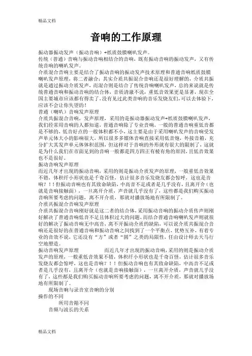 音响的工作原理讲解学习