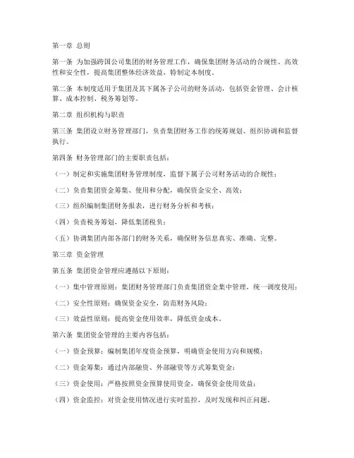 跨国公司集团财务管理制度