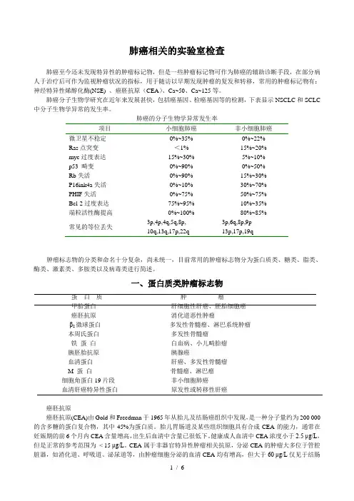 肺癌相关的实验室检查
