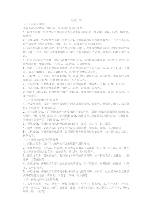 毒物分类——精选推荐