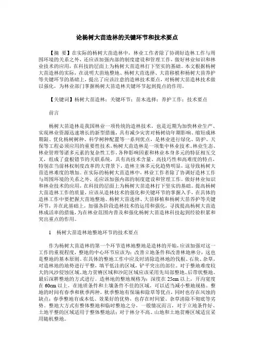论杨树大苗造林的关键环节和技术要点