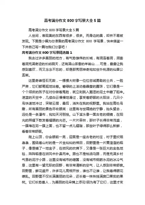 高考满分作文800字写景大全5篇
