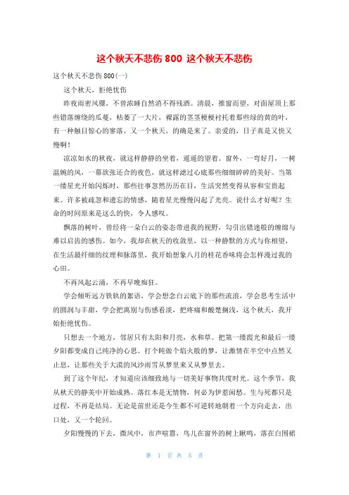这个秋天不悲伤800 这个秋天不悲伤