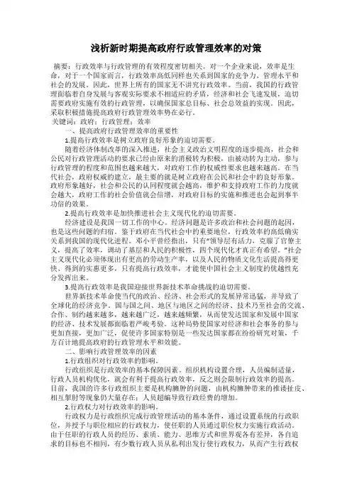 浅析新时期提高政府行政管理效率的对策