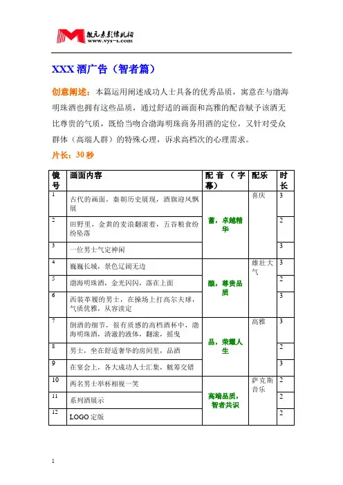 产品广告镜头脚本