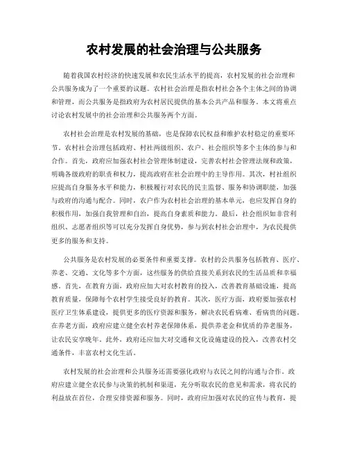 农村发展的社会治理与公共服务