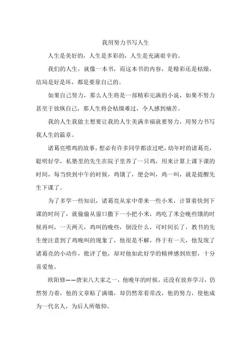 我用努力书写人生-作文