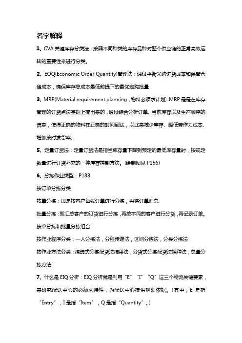 仓储管理常用名字解释,仓库管理知识问题与答案