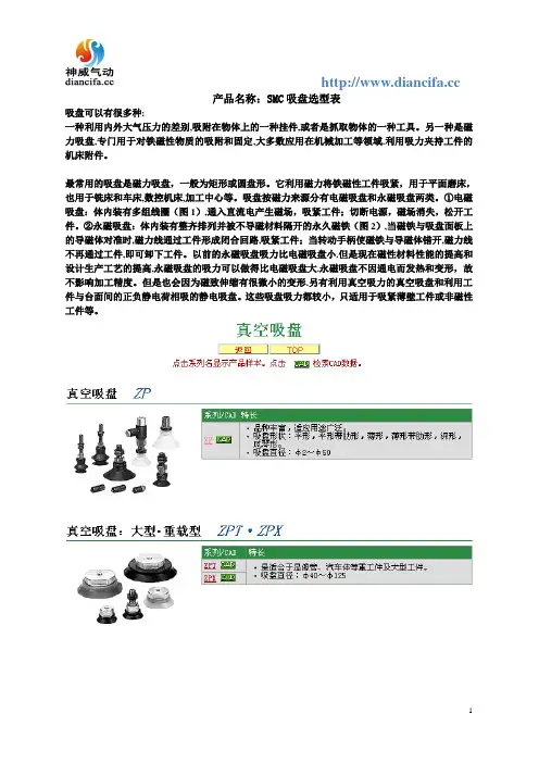 SMC吸盘选型表