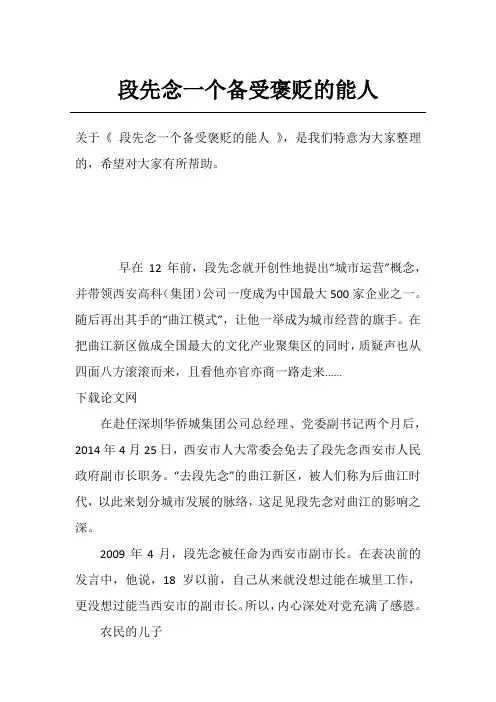 段先念一个备受褒贬的能人
