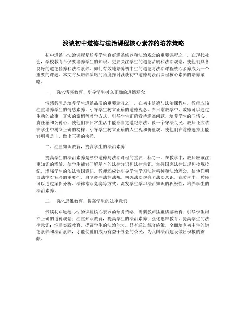 浅谈初中道德与法治课程核心素养的培养策略
