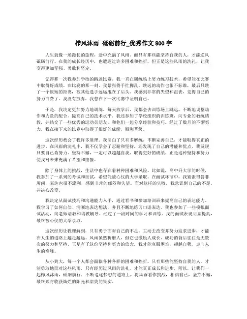 栉风沐雨 砥砺前行_优秀作文800字