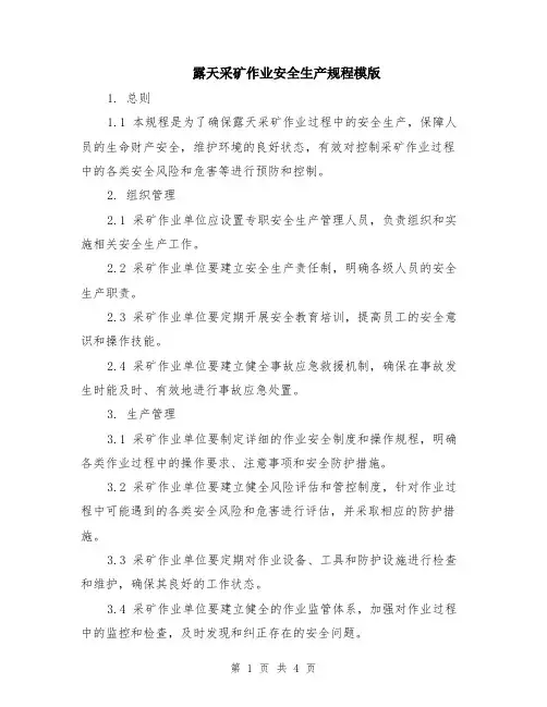 露天采矿作业安全生产规程模版