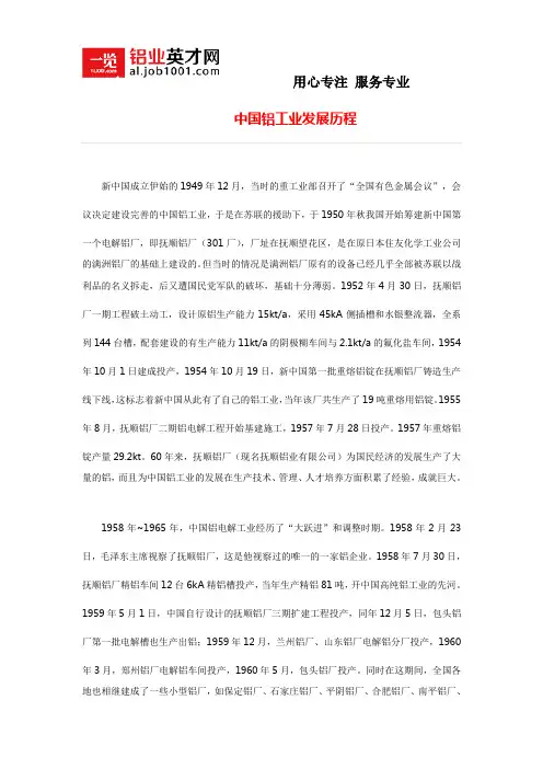 中国铝工业发展历程