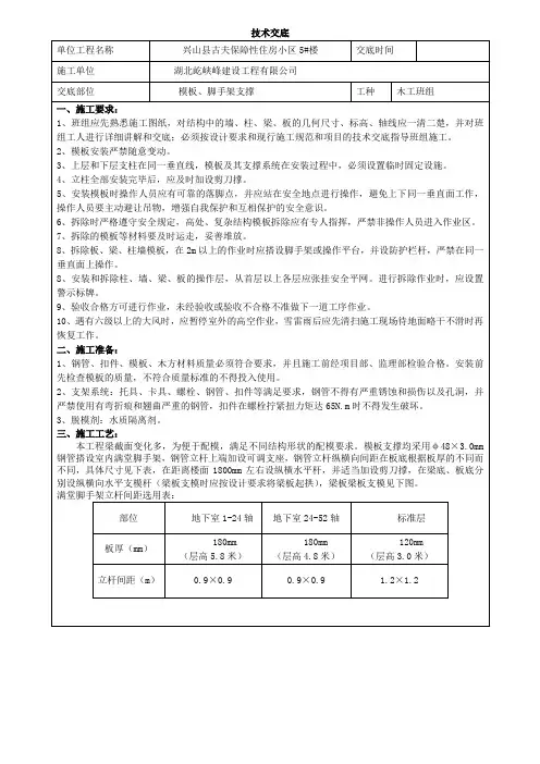 技术交底-模板及支撑讲解