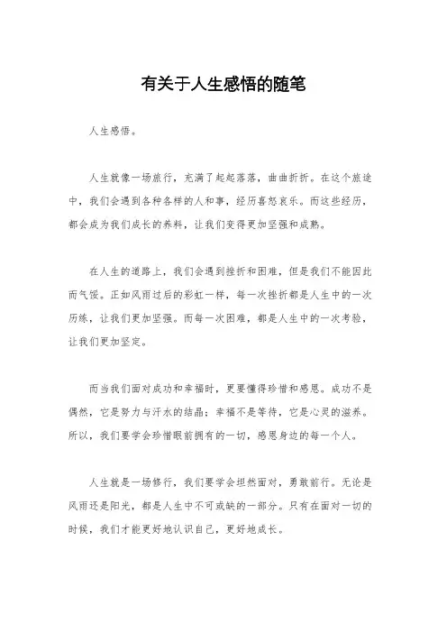 有关于人生感悟的随笔