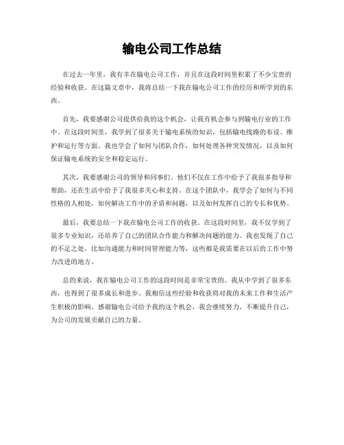 输电公司工作总结