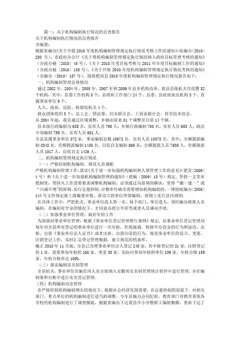 机构编制自查报告