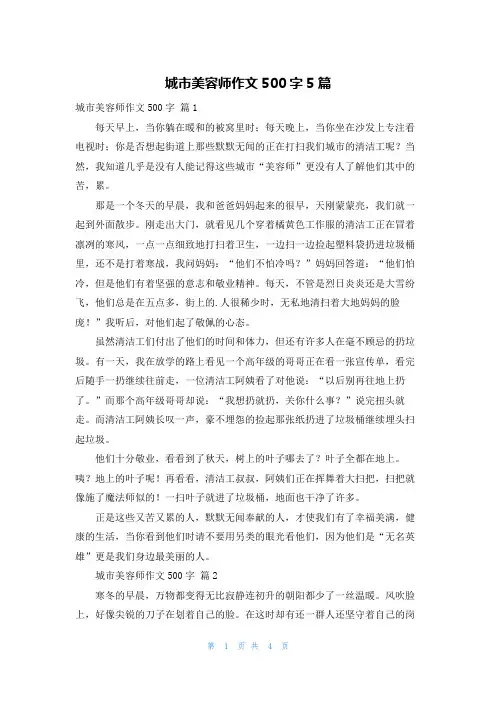 城市美容师作文500字5篇