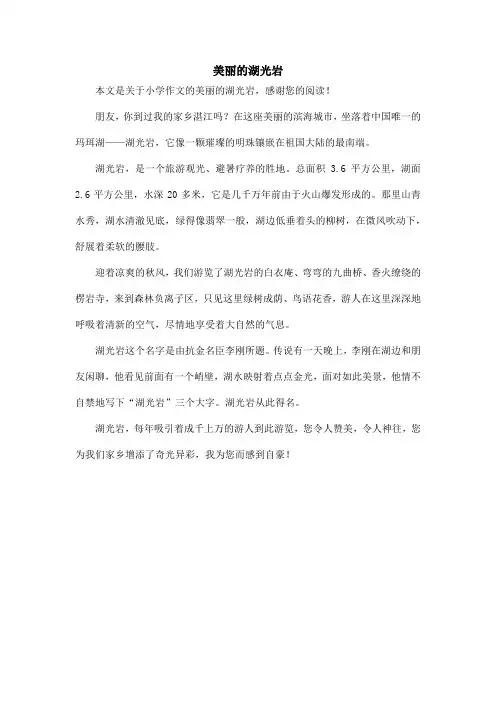 美丽的湖光岩_小学作文