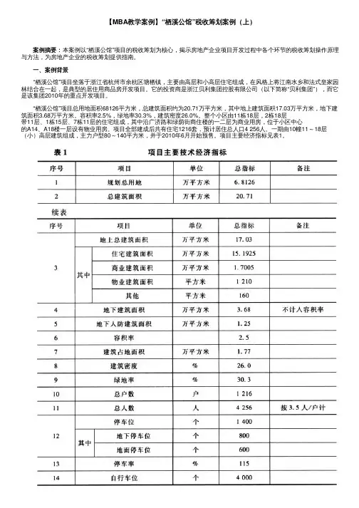 【MBA教学案例】“栖溪公馆”税收筹划案例(上)