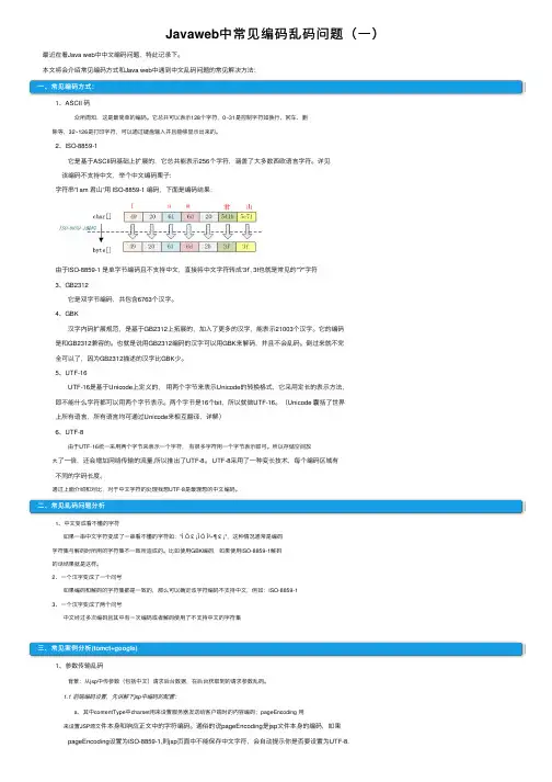 Javaweb中常见编码乱码问题（一）