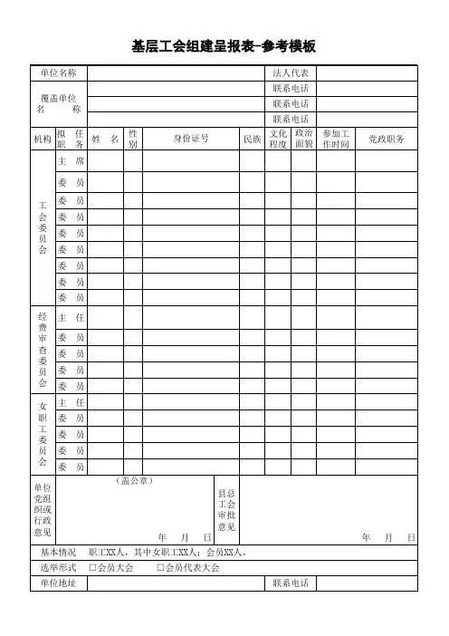 基层工会组建呈报表-参考模板