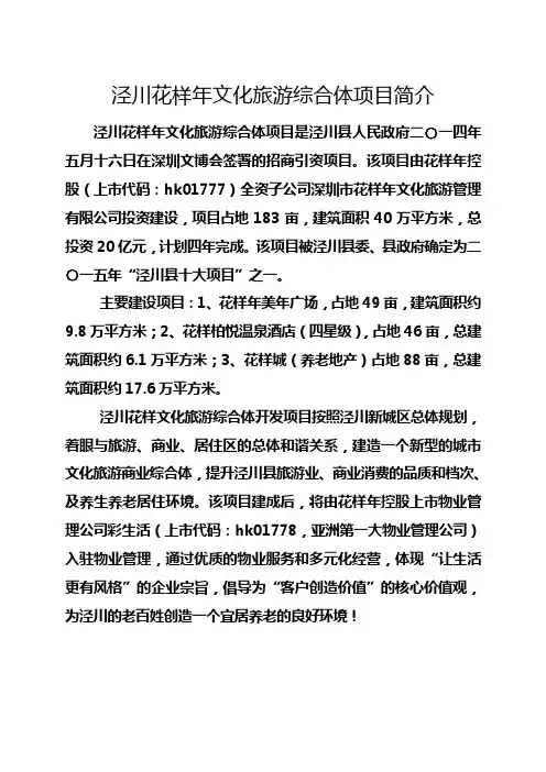泾川花样年文化旅游综合体项目简介 (1)