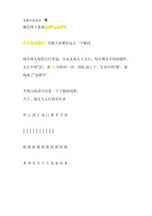 金猪年的来历