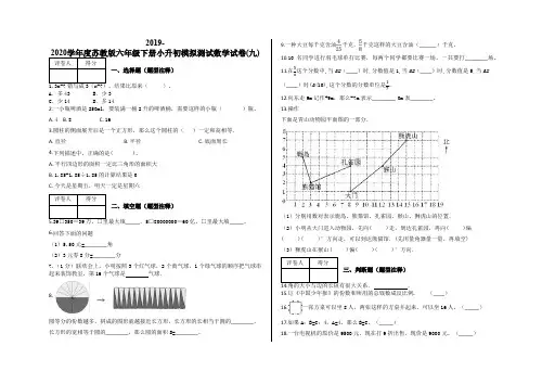 六年级下册小升初模拟测试数学试卷(九)及答案-苏教版