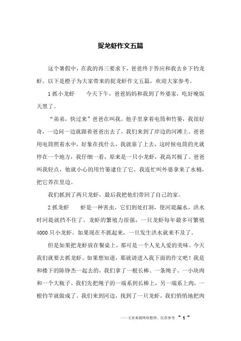 捉龙虾作文五篇
