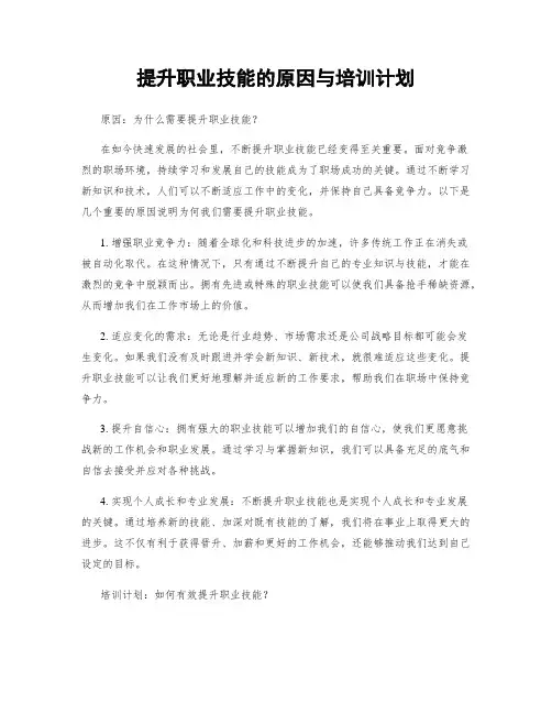 提升职业技能的原因与培训计划