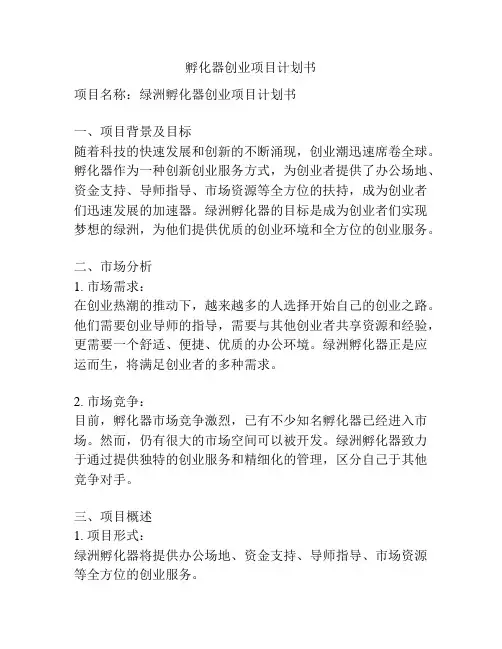 孵化器创业项目计划书