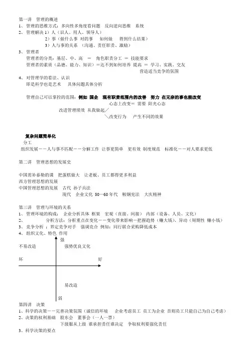 浙大MBA管理复习笔记