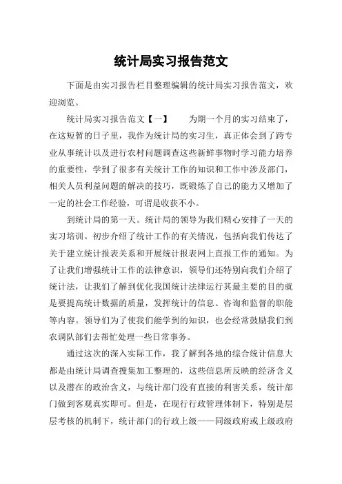 统计局实习报告范文