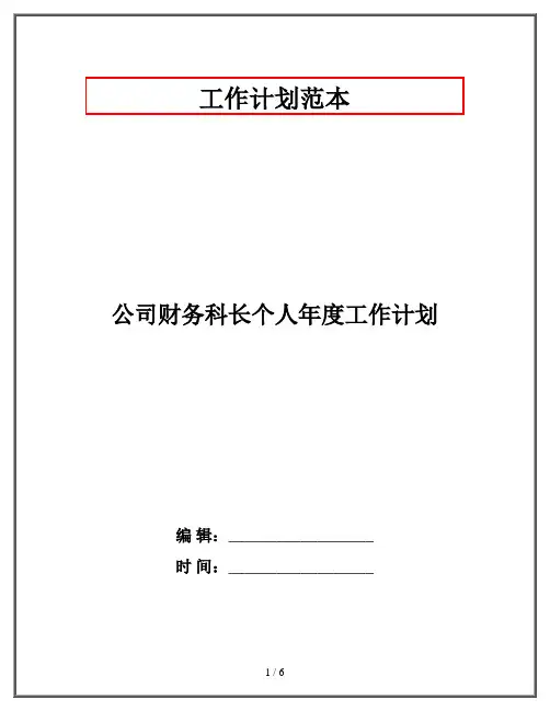 公司财务科长个人年度工作计划