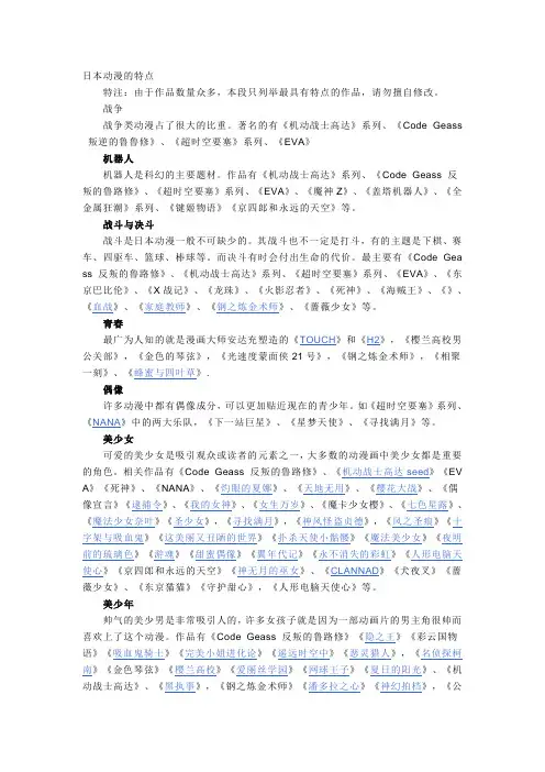 日本动漫的特点