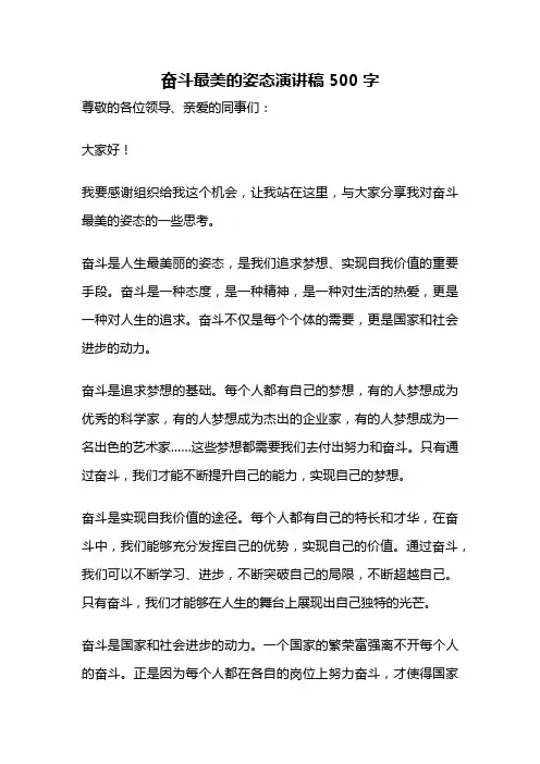 奋斗最美的姿态演讲稿500字