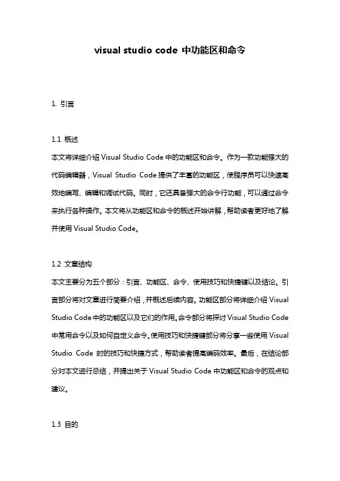visual studio code 中功能区和命令