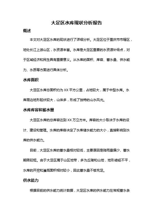大足区水库现状分析报告