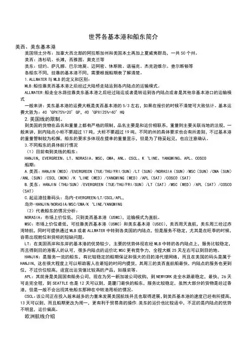 世界基本港和船东简介