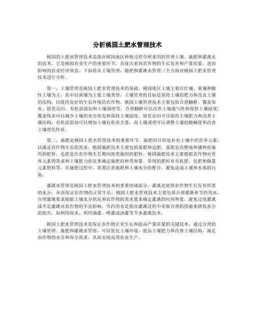 分析桃园土肥水管理技术