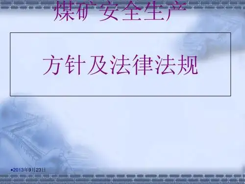 煤矿安全生产方针及法律法规(PPT 113页)