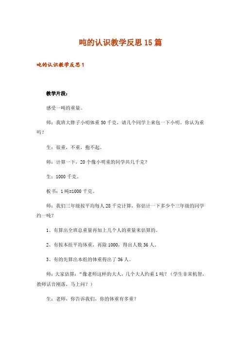 吨的认识教学反思15篇
