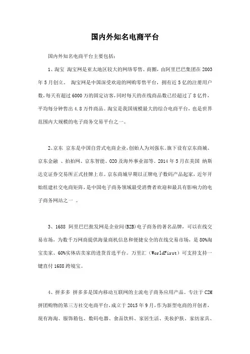 国内外知名电商平台