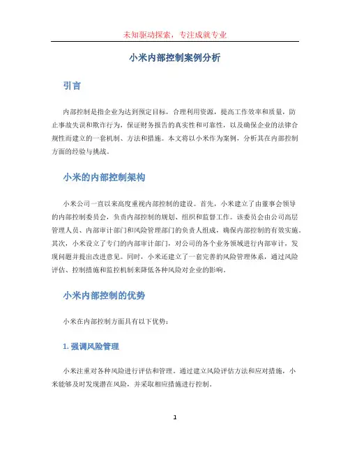 小米内部控制案例分析