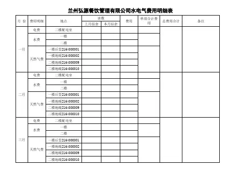 水电气每月统计表