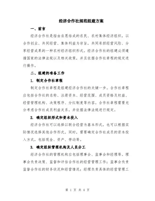 经济合作社规范组建方案