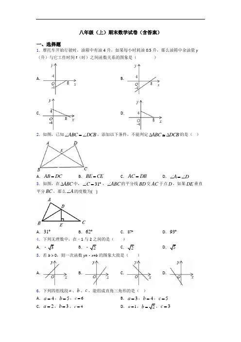 八年级(上)期末数学试卷(含答案)
