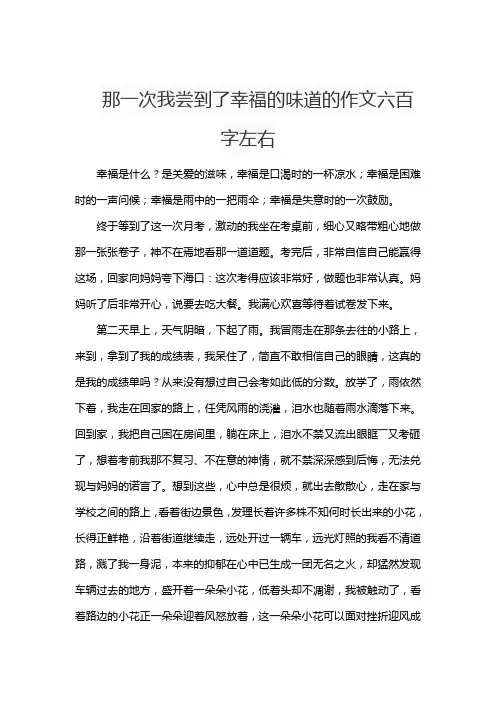 那一次我尝到了幸福的味道的作文六百字左右